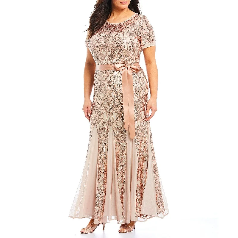 Celebrity Style R & M Richards Women's Petite Embellished Illusion Gown Beige Size 8