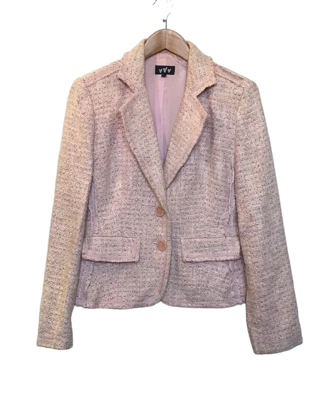 Unique prints Pink Knitted Blazer (Size L)
