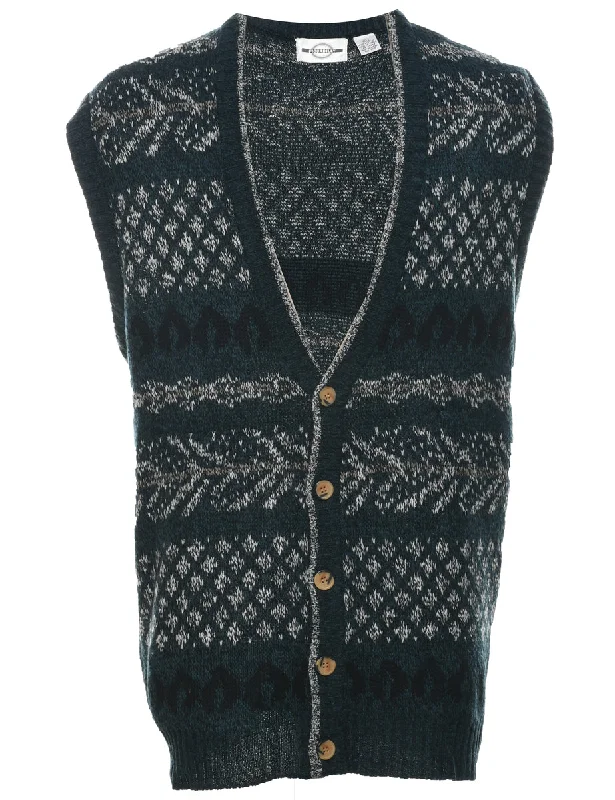 Leisure And Entertainment Button Through Sweater Vest - L