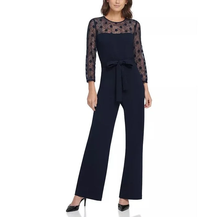 Personalized Clothing DKNY Women's Lace Yoke Jumpsuit Blue Size 8