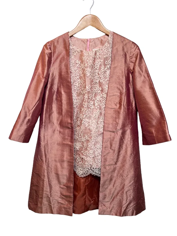 Stand-up collar design Joanna’s Bridal Pink Jacket with Flowery White Pink Top Set (Size XL)