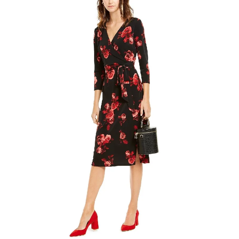 Fresh And Capable INC International Concepts Women's Floral-Print Midi Dress Black Size Small