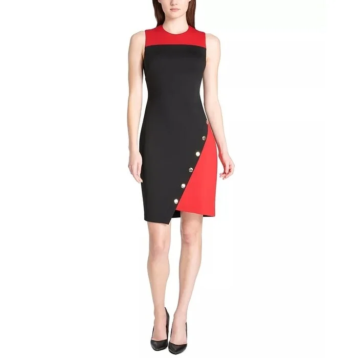 Lively And Youthful Tommy Hilfiger Women's Colorblocked Asymmetrical Dress Black Size 2