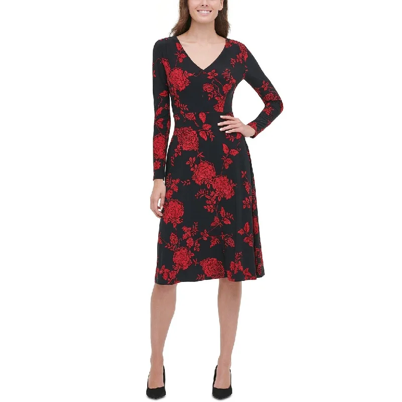 New Products Tommy Hilfiger Women's Floral-Print Fit & Flare Dress Black Size 2