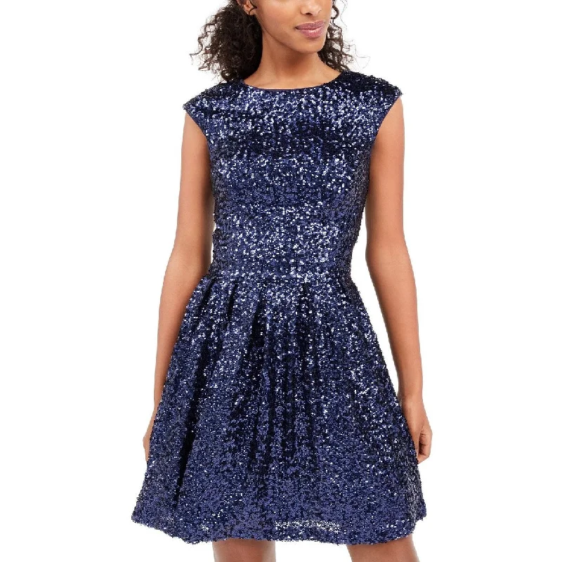 Casual And Comfortable Emerald Sundae Juniors' Sequined Fit & Flare Dress Bright Blue Size Extra Large - X-Large Casual And Comfortable Emerald Sundae Juniors' Sequined Fit & Flare Dress Bright Blue Size Extra Large - X-Large