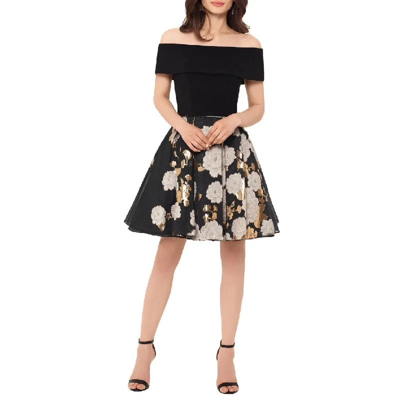 Spiritual Vitality Betsy & Adam Women's Off The Shoulder Organza Dress Black Size 14