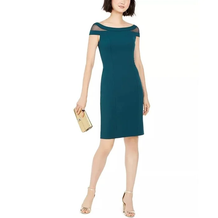 Fashion Elements Vince Camuto Women's Off Shoulder Sheath Dress Medium Green Size 6