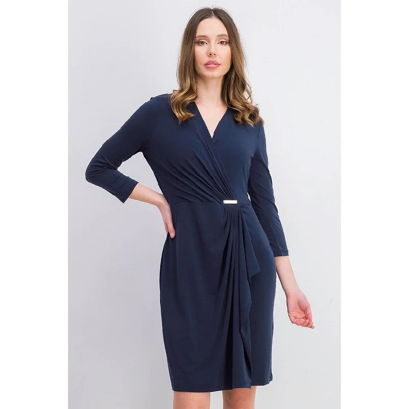 Classic And Versatile Charter Club Women's Hardware Faux-Wrap Dress Blue Size Large