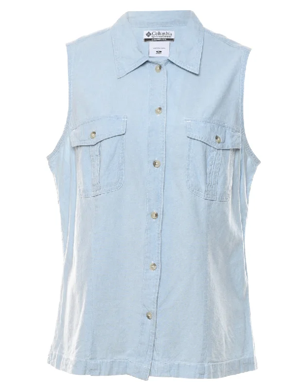 Comfortable and simple Columbia Light Wash Sleeveless Denim Shirt - L