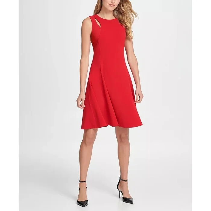 Sports Series DKNY Women's Cutout Fit & Flare Dress Medium Red Size 12