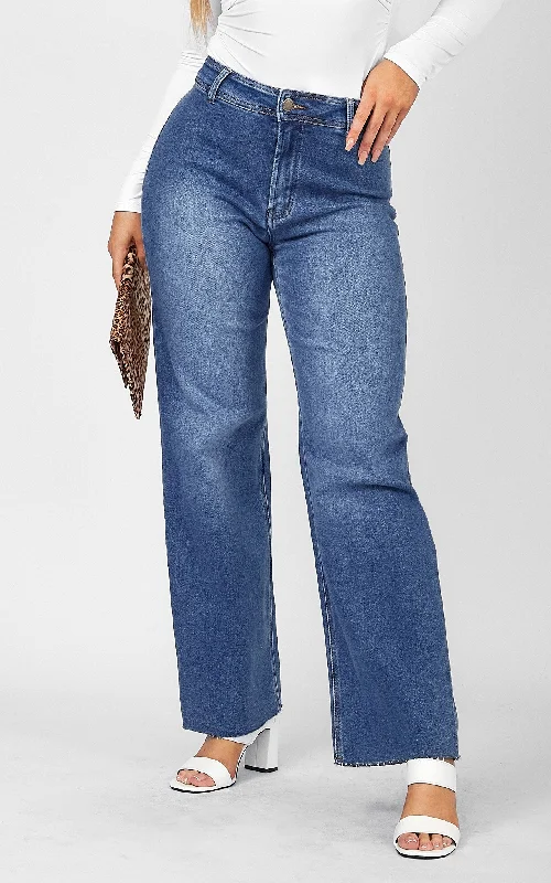 Floral Prints Lucas Jeans - Mid Blue