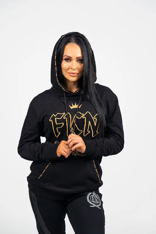 Sweet Breath FKN GOLD | Women's Gym Hoodie | Black & Gold