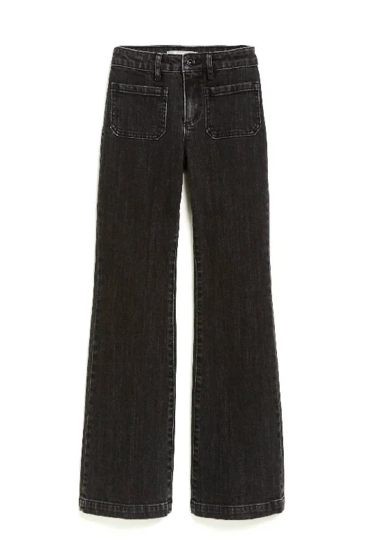 New Autumn And Winter Styles Faded Hi Rise Wide Leg Jeans In Black