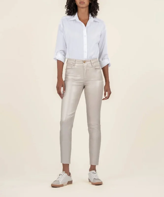 High-end atmosphere Charlize Coated Cigarette Leg Jeans In Rose Gold