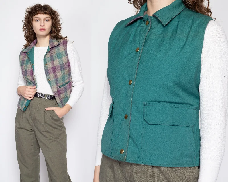 Elegant Design Medium 80s Woolrich Teal & Plaid Reversible Vest