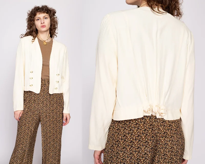 High-end Fashion 80s Ivory Rosette Bolero - Medium