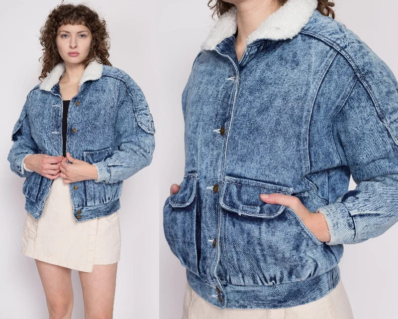 Urban Style Medium 80s Acid Wash Denim Sherpa Jacket