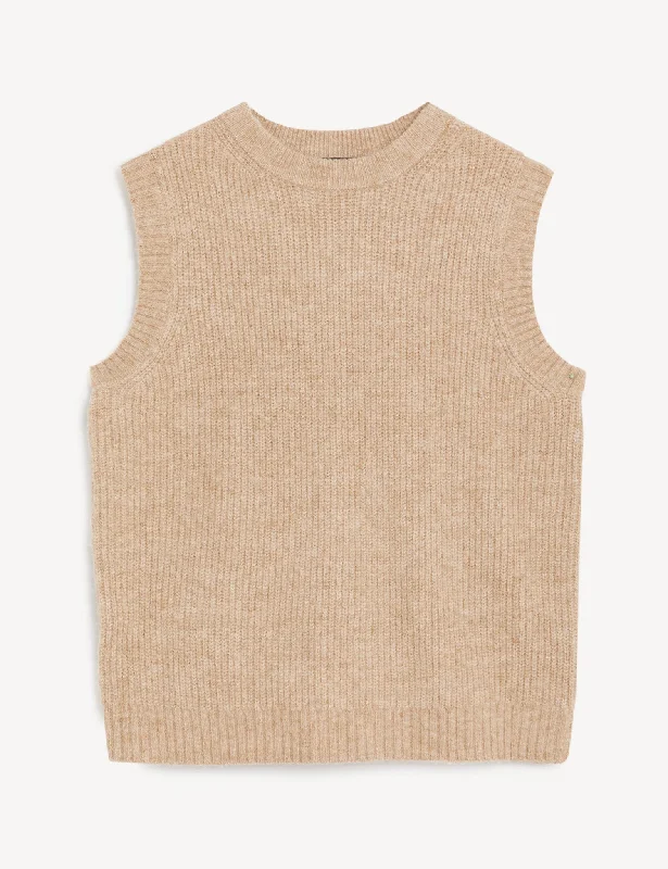 Street Fashion Style Crew Neck Knitted Vest