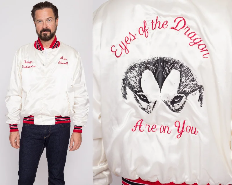Artistic Temperament Medium 80s Eyes Of The Dragon Satin Varsity Jacket