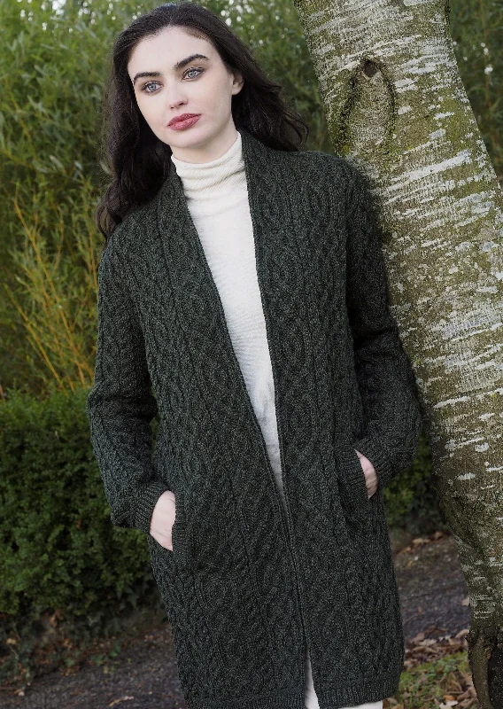 Aran Crafts Celtic Braid Coat | Green