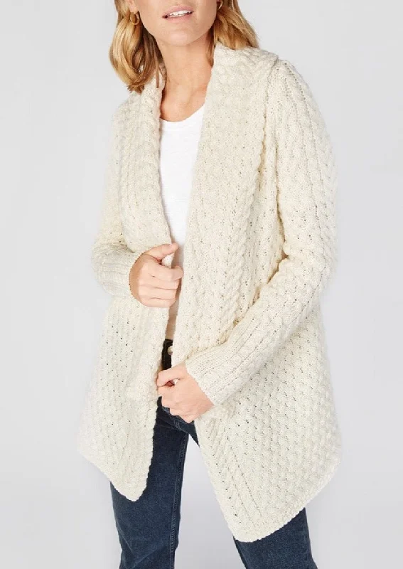 IrelandsEye Women's Waterfall Aran Cardigan | Natural