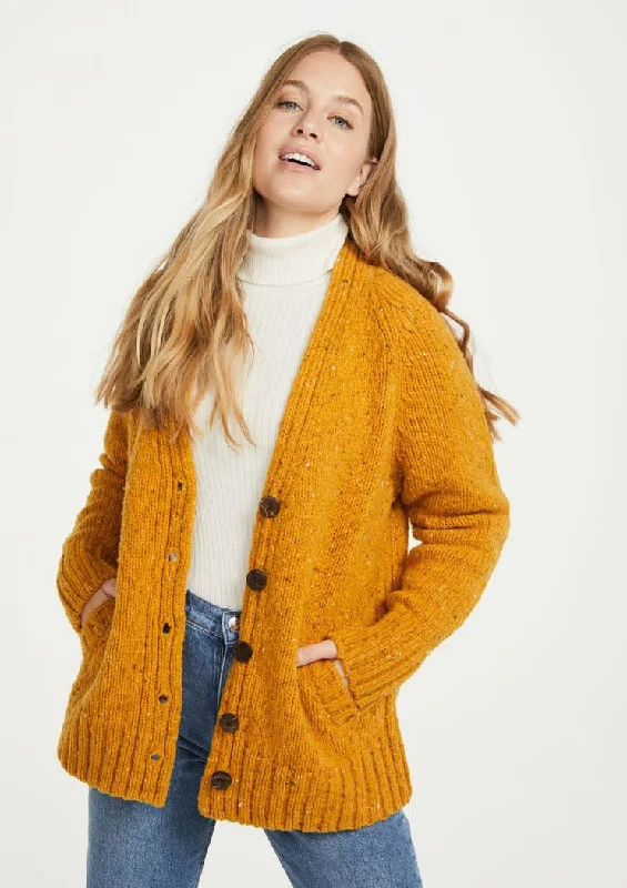 Ladies' Donegal Cardigan with Side Pockets | Sunflower