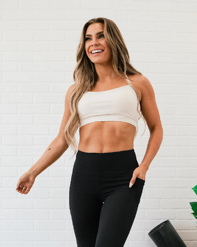 Eye-catching Personality Rae Mode Y Back Sports Bra - White Pearl