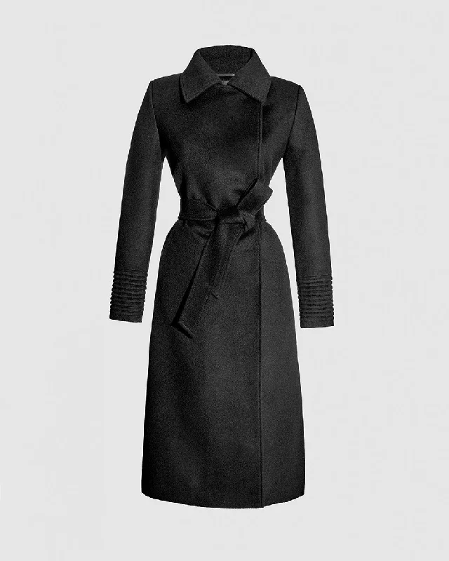 Baby Alpaca Long Lapel Collar Wrap Coat