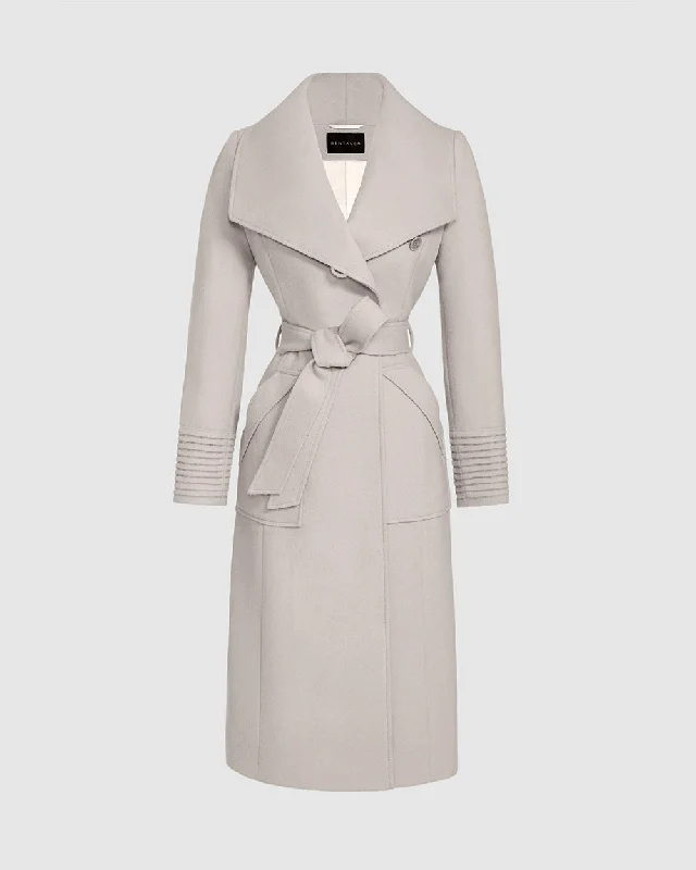 Baby Alpaca Long Wide Collar Wrap Coat