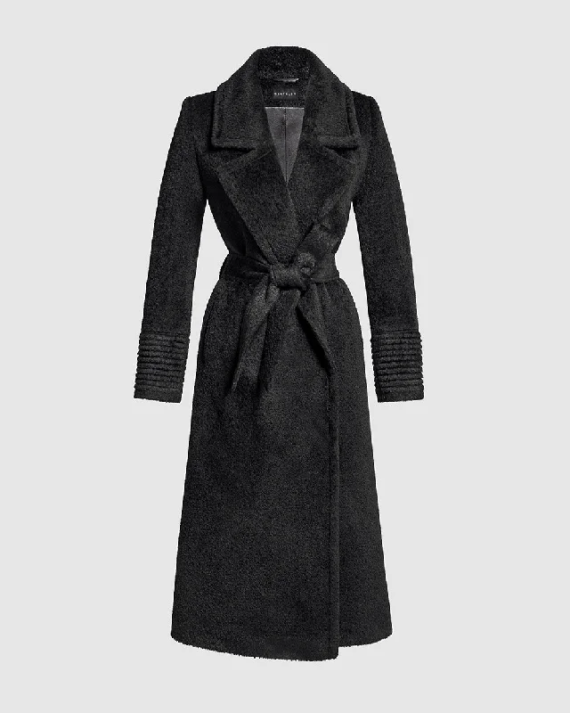 Bouclé Alpaca Long Notched Collar Wrap Coat