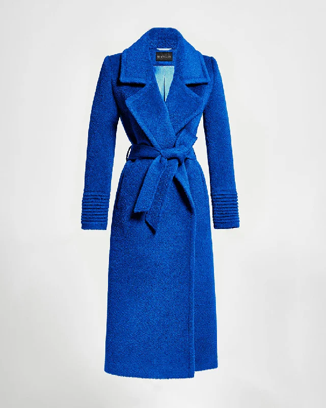 Bouclé Alpaca Long Notched Collar Wrap Coat