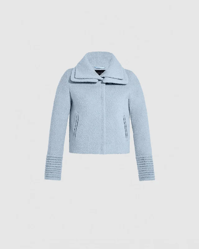 Bouclé Alpaca Moto Jacket with Signature Double Collar