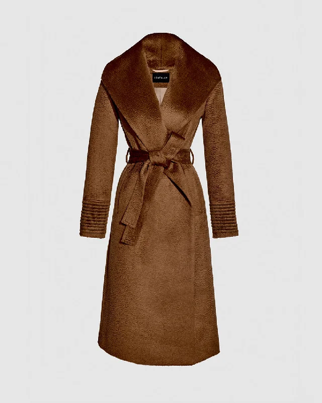 Suri Alpaca Long Shawl Collar Wrap Coat