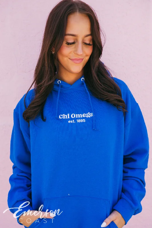 Chi Omega Embroidered Royal Blue Hoodie