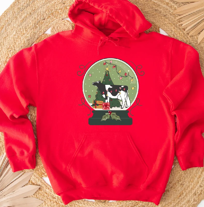 Green Snow Globe Dairy Cow Hoodie (S-3XL) Unisex - Multiple Colors!