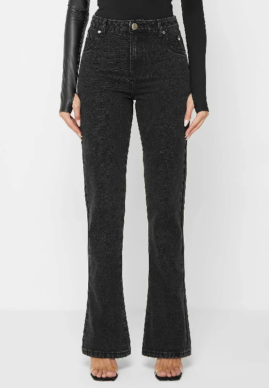 Mid Rise Flared Jeans - Black