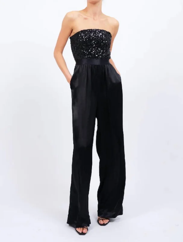 Aurelie Sequin Jumpsuit In Black