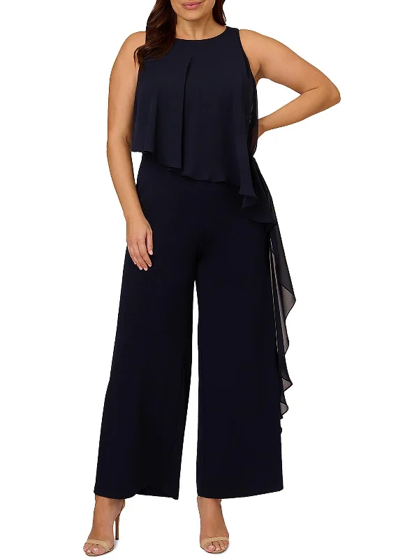 Plus Womens Chiffon Crepe Jumpsuit