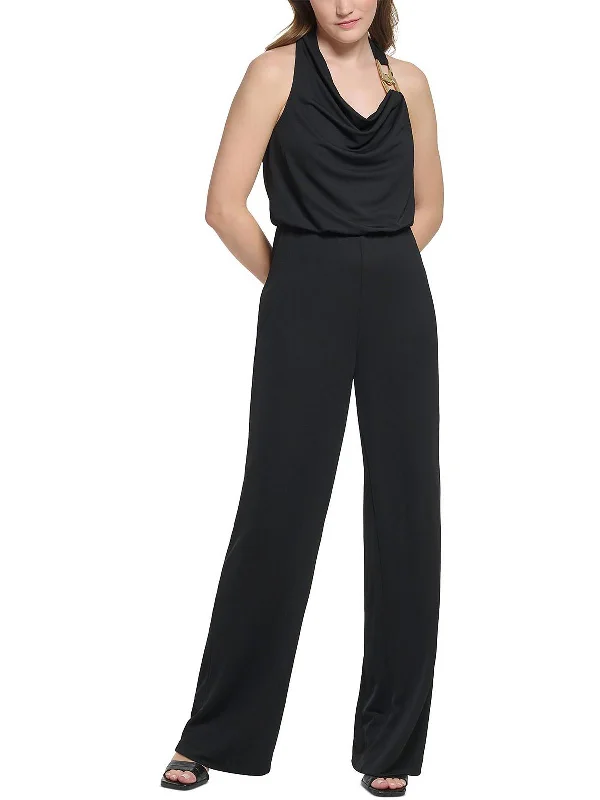 Womens Chain Hardware Cowlneck Jumpsuit