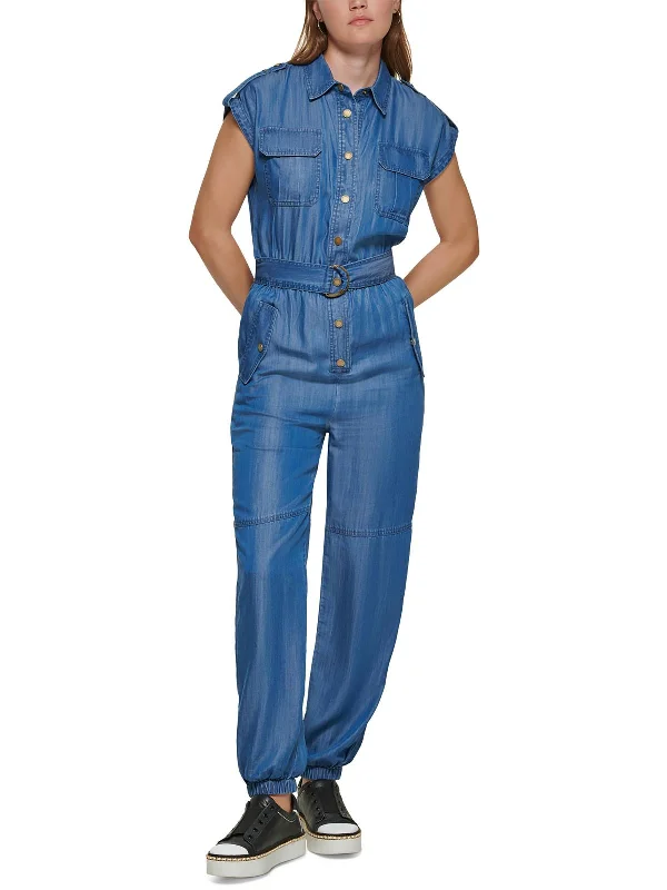 Womens Chambray Dolman Jumpsuit