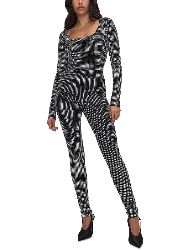 Womens Embellished Scoop Neck Jumpsuit