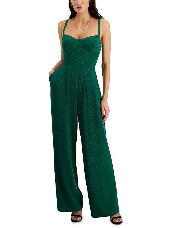 Womens Metallic Corset Seamed Jumpsuit