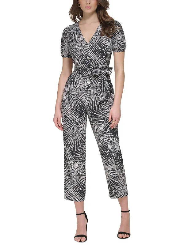 Womens Printed Wide Leg Jumpsuit