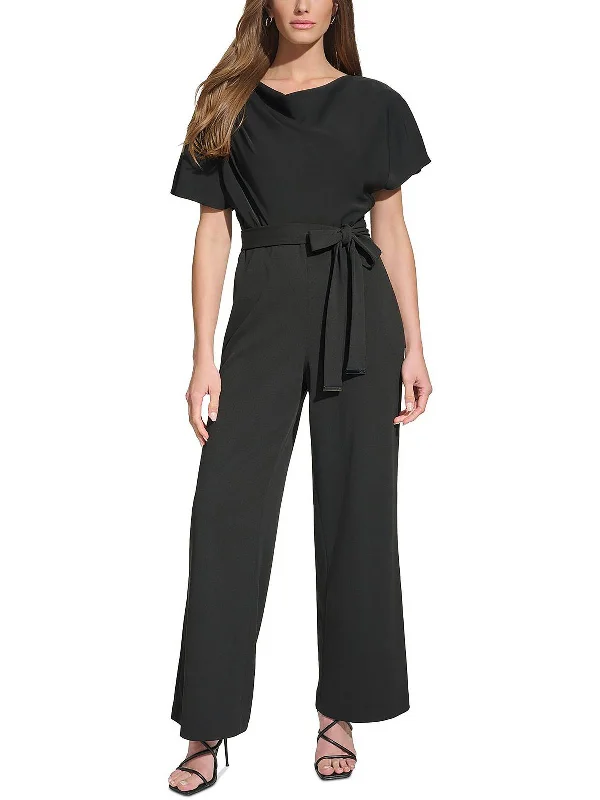 Womens Ruched Cowl Neck Jumpsuit