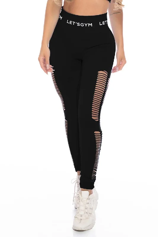 Let's Gym Black Seamless Slice Legging