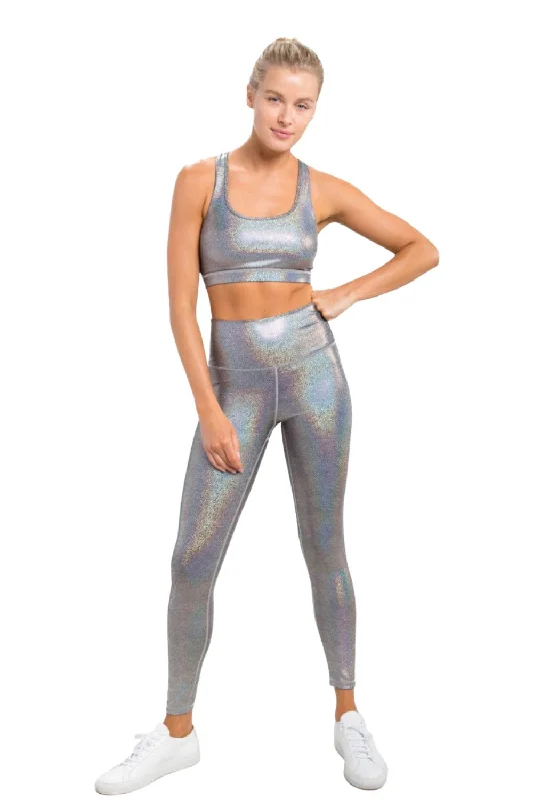 Mono B Holographic Glitter High-Waisted Leggings APH-A0868