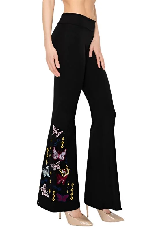 T-Party Butterfly Embroidery Yoga Pant CJ75494 Black