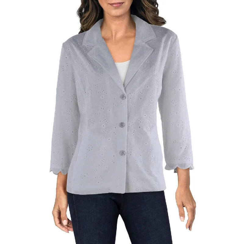 Alfred Dunner Womens Embroidered Business Two-Button Blazer