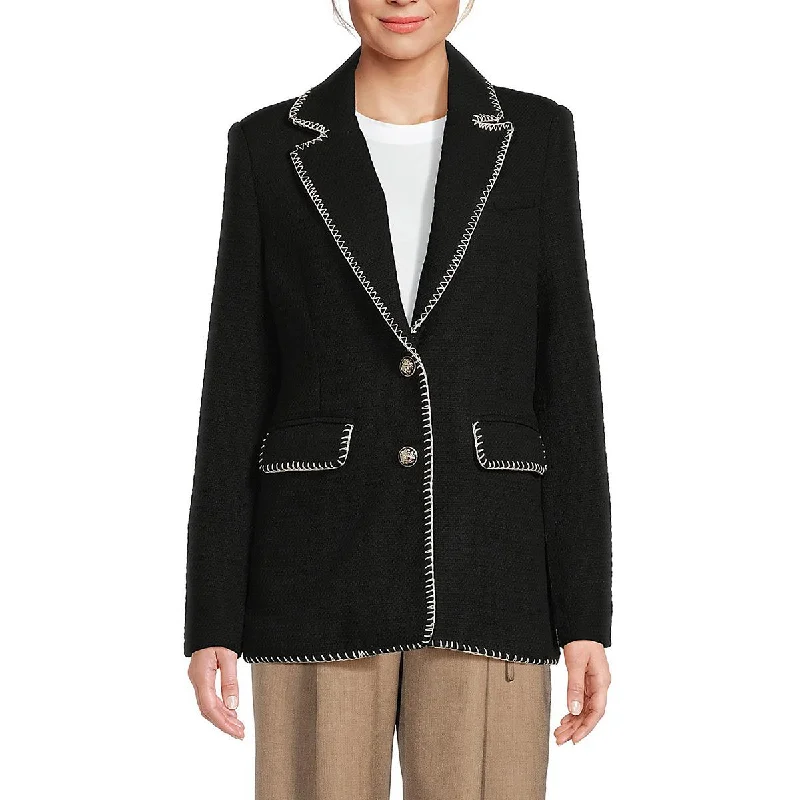 Avec Les Filles Womens Tweed  Two-Button Blazer