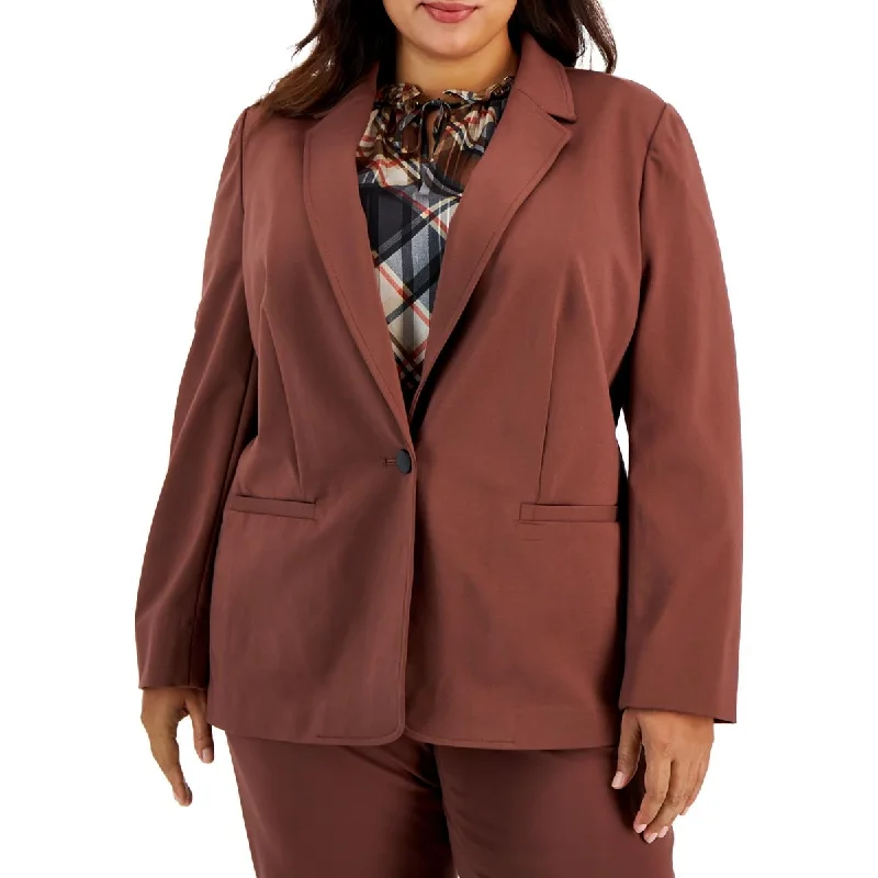 Bar III Womens Plus Notch Collar Suit Separate One-Button Blazer